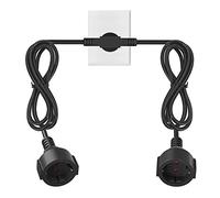 Rallonge électrique 2m, PABANCE Rallonge électrique pour l'intérieur, rallonge avec Contact de Protection, H05VV-F 3G1.5mm², Double Schuko Plug IP20, Extension Cord 2m (Noir)