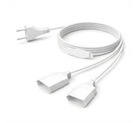 Rallonge Électrique 2M, Rallonge Multiprise 2 en 1 avec Prise Euro Type C vers Double Prise Euro Type C, 0,75 mm² Max. 2,5 A/250 V, Idéale pour PC, Moniteur, Lampe et Appareils Ménagers, Blanc