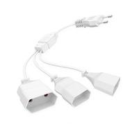 Rallonge Électrique 2M, Rallonge Multiprise 3 en 1 avec Prise Euro Type C vers Double Prise Euro Type C, 0,75 Mm² Max. 2,5 A/250 V, Idéale pour PC, Moniteur, Lampe Et Appareils Ménagers, Blanc