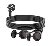 Rallonge électrique avec fiches de 5 cm, 3 m, 5 m et 7 m, protection mâle et femelle, norme IP44, 3680 W, 250 V, 16 A, noire.(7m black)