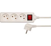 Rallonge électrique, blanche, 3 prises avec terre, 3 m avec interrupteur / 72528