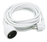 Rallonge Électrique Câble Prolongateur secteur 2 pôles + Terre Blanc 5m fiche16A, 3 x 1,5mm²