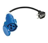 Perel Câble Adaptateur, H07RN-F 3G1.5, 0.4 m, 16 A/230 V, 3680 W, Type E/F vers CEE, Usage intérieur et extérieur, Caoutchouc, Bleu