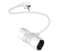 Rallonge électrique double - 2 m - 2 prises - Avec câble flexible - Avec double prise - Max 3500 W - Convertisseur allemand - Pour la maison, le bureau - Blanc