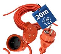 Rallonge Électrique Extérieure 20m IP44 3×1,5 mm² 2000W Orange Uni-Schuko | Câble Prolongateur Étanche avec Fiche et Prise Type F avec Clapet -Rallonge pour Tondeuse, Jardin, Chantier-Horoz Electric