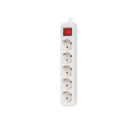 Rallonge électrique Lanberg 3 m blanche, 5 prises Schuko 230 V avec interrupteur
