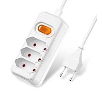 Rallonge électrique, multiprise Euro 3 voies avec interrupteur, fiche multiple avec câble de 2 m, câble d'extension 3 en 1 de type C, fiche Euro vers prise Euro pour ordinateur, TV, PC, téléphone