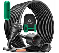 KESSER® Rallonge 3 Prises 250 V avec Capuchon de Protection - Câble électrique pour intérieur et extérieur - IP44 - Contact de Protection - Résistant à l'huile et aux UV, 3m, Noir