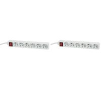 Rallonge électrique | Prolongateur électrique | Rallonge prise | Rallonge prise électrique | DEBFLEX MultIPle Bloc Electrique 6 Prises 2P+T | Cordon 1 m avec Interrupteur Pegboardable Blanc (Lot de 2)
