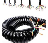 Rallonge Électrique Rétractable, 2, 3, 4, 5, 6, 7, 8, 9, 10, 12fils, Câble Spiralé, 0,2mm², 0,3mm², 0,5mm², 0,75mm², 1mm², 1,5mm², 2,5mm², Noir, 1m/3,28pi(7 Core,1.5mm²-3.28ft)