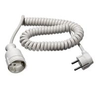 as - Schwabe câble spiralé 1 m - Extensible à 2,5 m - Câble de Rallonge Schuko H05VV-F 3G1,5 - fiche coudée avec Prise de Terre - IP20 intérieur - Blanc, 70412