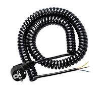 Rallonge électrique spiralée avec protection contre les surtensions, extensible de 0,75 m à 2/3/5 m, prises mâles et femelles, en PVC noir.(5m Black)