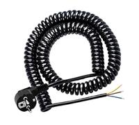 Rallonge électrique spiralée avec protection contre les surtensions, extensible de 0,75 m à 2/3/5 m, prises mâles et femelles, en PVC noir.(2m Black)
