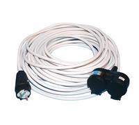 Rallonge PVC H05VV-F 3G2.5 blanche avec répartiteur 2 voies, 1-50 m