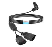 Rallonge européenne à 2 voies - Câble d'alimentation européen de 1,5 m - Câble d'alimentation 2 en 1 - Triple fiche de type C - 0,75 mm² - Maximum 2,5 A/250 V - Pour TV, PC, ordinateur, moniteur