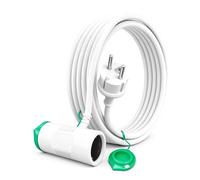 Rallonge Extérieure 10m Blanche IP44 avec 2 Prises Schuko H05VV-F 3x1.5mm² - Câble en Caoutchouc Anti-Gel pour Jardin Bricolage et Événements en Plein Air Sécurité Enfants et Résistance aux Intempérie