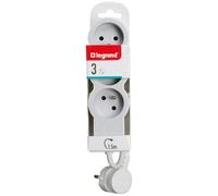 Rallonge extra-plate 3 prises 1.5 m blanc/gris clair