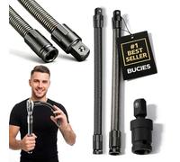 Rallonge flexible 1/2" pour douilles, adaptateur pour cliquets et clés électriques, rallonge à impact flexible, barre d'extension articulée à 360° pour douilles (13.8inch*2,With Universal joint)