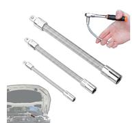 Rallonge Flexible Pour Douille,3 Pièces De Barres Métalliques Pliables Portables,Rallonge de perçage flexible - pour Automobile Auto Voiture Auto Véhicule Garage Tige de Réparation et Maintenance