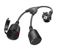 Rallonge GAOUTO avec 2 Prises Schuko, Double fiche, câble Court étanche IP44 pour extérieur, avec 2 Prises Secteur, câble en Caoutchouc, 1,5 mm², 16 A/250 V, pour la Maison et Le Bureau