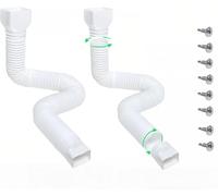 Rallonge Gouttière Flexible,Kit D'Extension Tuyau Pluie,Rallonge Connecteur de Gouttière,Rallonge de Tuyau de Descente Rétractable,Extension Descente,Évacuation des Eaux Pluie,Blanc