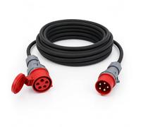 Rallonge industrielle triphasée 16 A 5 broches 415 V 5 m Rouge 16 A 5 G2,5 mm² H07RN-F IP44, marquage CE IEC 60309 Composants (5 mètres)