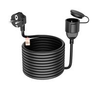 Rallonge IP44 10 m étanche et noir - Câble d'alimentation d'extérieur avec prise Schuko et couvercle de protection pour jardin, camping, agriculture - Câble en PVC robuste (3000 W) contre la pluie et