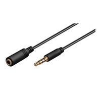 Rallonge jack 3.5 mm - Noir - 2m - Mâle/Femelle - Audio - 4 points