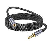 Rallonge Jack Audio 3.5 mm 4 Pôles pour Casque Micro, Nylon Tressé Jack Mâle vers Femelle Câble Extension Audio Stéréo (2M)