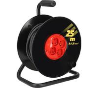 Rallonge KOTARBAU® Grande 3x1,5mm2 25 m Avec enrouleur et quadruple disjoncteur thermique Mise à la terre avec câble en caoutchouc Support en acier l'équipement parfait pour votre cave