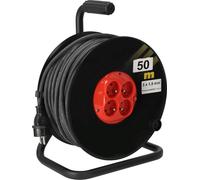 Rallonge KOTARBAU® Grande 3x1,5mm2 50 m Avec enrouleur et disjoncteur thermique à 4 positions Mise à la terre avec câble en caoutchouc Support en acier l'équipement parfait pour votre cave