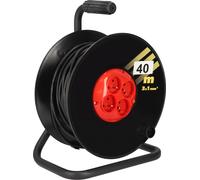 Rallonge KOTARBAU® Grande 3x1mm2 40 m Avec enrouleur et quadruple disjoncteur thermique Mise à la terre avec câble en caoutchouc Support en acier l'équipement parfait pour votre cave