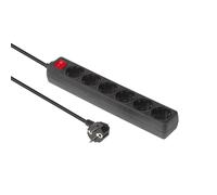 Rallonge MicroConnect 6 prises Schuko avec interrupteur 1,5 m noire, MC-GRU00615