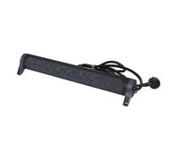 Rallonge 6x2p+t surface avec inter, cordon 1,5m et parafoudre - noir/gris