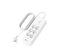 Rallonge Multiprise Parafoudre 6 Prises avec USB et USB-C Blanc