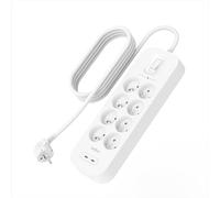 Rallonge Multiprise Parafoudre 8 Prises avec USB et USB-C 2 m Blanc