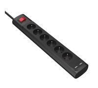 Rallonge Multiprise Parafoudre Parasurtenseur 6 Prises AC avec 2 Ports USB-A Noir