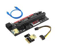 Rallonge Pci-e 1x vers 16x Noire PCB, Carte Adaptateur de Minage | Afficheur Numérique 3,3 V, LED 3528 Multicolore, Condensateurs Solides et Protection Surintensité