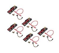 Rallonge Pci-e 1x vers 16x Rouge, Lot de 5 Sets, pour Carte Graphique | Alliage D’aluminium, 4 Condensateurs Solides, Interface 6pin, Alimentation Dc-dc 12v Renforcée