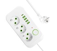 Rallonge Plate, rallonge de Prise, Prise d'extension de Type C à Disposition à Angle de 45°, Prise d'extension de Prise de Protection de sécurité, Plate à Bande, 8 en 1, pour Table de Cuisine, d