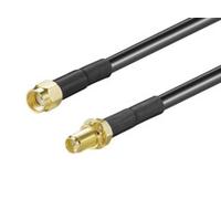 Goobay 51675 Câble d'extension d'antenne WLAN, RP SMA mâle sur RP SMA femelle, noir / doré, 1m