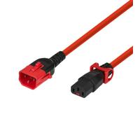 Rallonge pour appareils froids Dual-Lock C14 - C13 -- IEC Lock, rouge, 2 m
