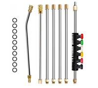 Rallonge pour Nettoyeur Haute Pression, 4000PSI Barres d'extension avec 6 Embouts, Outil de Nettoyage de Gouttière Lance d'extension Raccord Rapide 1/4