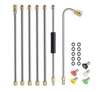 Rallonge pour nettoyeur haute pression, Ynzeyx 4000PSI Outil de nettoyage de gouttière Lance de nettoyage de toit Tige d'extension avec 5 embouts de buse, connexion rapide 1/4"