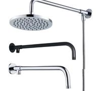 Rallonge pour pomme de douche Bras d'extension de pomme douche mural en acier inoxydable, Tube pluie, support, Base, accessoires salle bains, 38/48cm(Silver-48cm)