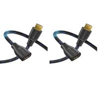 rallonge Premium High Speed HDMI 4K,prise HDMI A vers prise HDMI A,contacts plaqués or,double blindage,gaine textile,1.00m (Lot de 2)