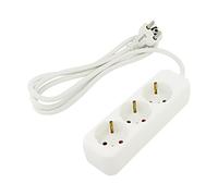 Rallonge PS0-03F-0150-W 3x1mm² douilles Schuko : 3 caoutchouc blanc 1,5m LANBE