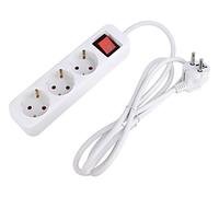 Rallonge PS1-03F-0150-W 3x1mm² prises Schuko : 3 caoutchouc blanc 1,5m LANBE