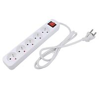Rallonge PS1-05E-0150-W 3x1mm² femelles : 5 caoutchouc blanc 1,5m 10A LANBERG
