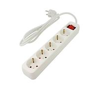 Rallonge PS1-05F-0150-W 3x1mm² prises Schuko : 5 caoutchouc blanc 1,5m LANBE